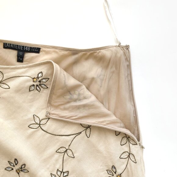 Lafayette 148 Linen & Silk Beaded Skirt - Picture 5 of 10